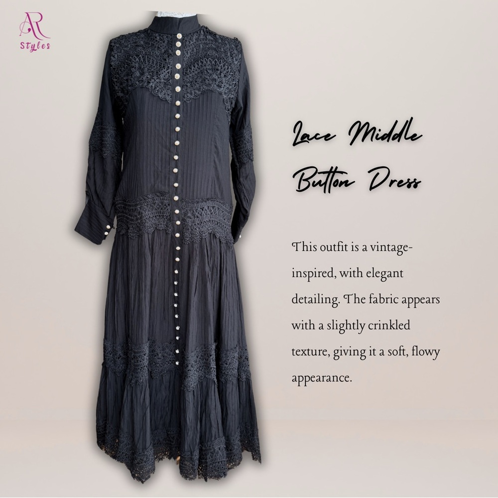 NWT Lace Middle Button Modest Dress